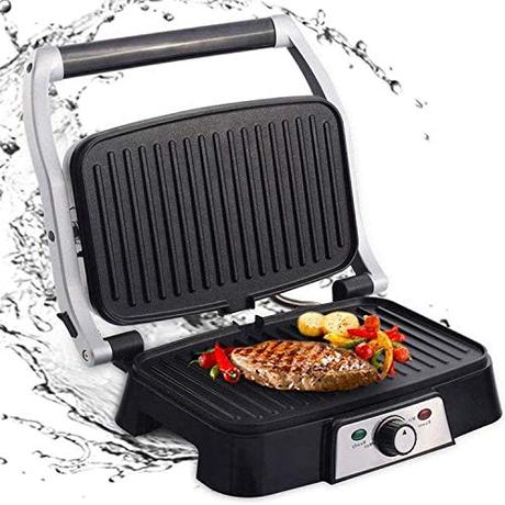 Aigostar Hitte 30HFA - Grill, parrilla, 1500 W de potencia, sandwichera y máquina de panini, 2 placas de cocinado independientes antiadherentes, apertura 180º, temperatura regulable. Diseño exclusivo