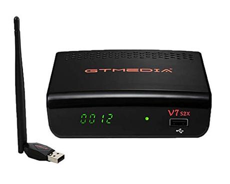 GT Media V7 S2X Receptor Satélite Decodificador Digital Full HD con Antena WiFi USB, DVB-S/S2/S2X AVS +VCM/ACM/Multi-Stream / T2MI,Soporte CC CAM Youtube Biss Auto-Roll (GT Media V7S HD Mejorada)