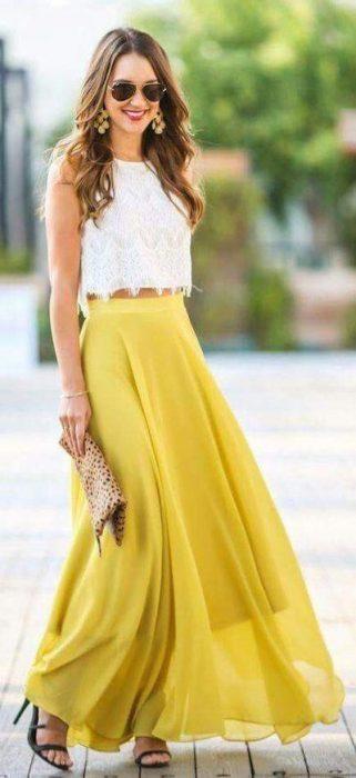 Outfit Falda Amarilla Cuadros