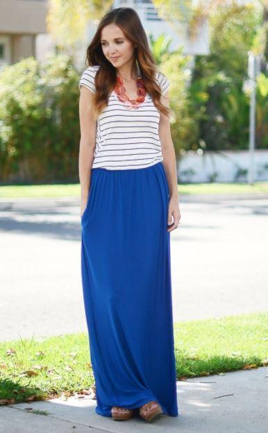 Falda Larga Con Camisa Blanca