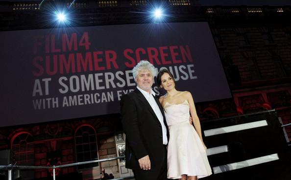 Pedro Almodovar, Elena Anaya and Grace Jones attend the opening night of Film4 Summer Screen at Somerset House with the UK Premiere 'The Skin I Live'.