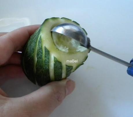 Gazpacho en pepino y flores