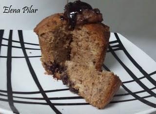 'Muffins' de Plátano y Chocolate fondant
