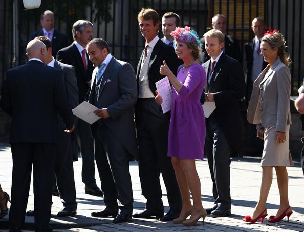 Guests depart from the Royal wedding of Zara Phillips and Mike Tindall at Canongate Kirk on July 30, 2011 in Edinburgh, Scotland. The Queen's granddaughter Zara Phillips will marry England rugby player Mike Tindall today at Canongate Kirk. Many royals are expected to attend including the Duke and Duchess of Cambridge.