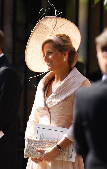 Sophie, Countess of Wessex departs from the Royal wedding of Zara Phillips and Mike Tindall at Canongate Kirk on July 30, 2011 in Edinburgh, Scotland. The Queen's granddaughter Zara Phillips will marry England rugby player Mike Tindall today at Canongate Kirk. Many royals are expected to attend including the Duke and Duchess of Cambridge.