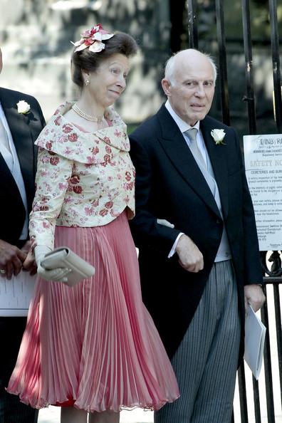 Princess Anne, the Princess Royal, and Phil Tindall leave the Canongate Kirk on Edinburgh's historic Royal Mile following the wedding of her daughter Zara Phillips and his son Mike Tindall.
