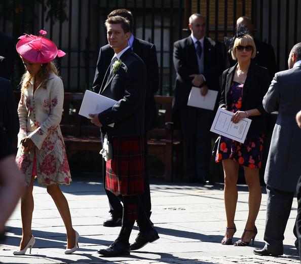 Guests depart from the Royal wedding of Zara Phillips and Mike Tindall at Canongate Kirk on July 30, 2011 in Edinburgh, Scotland. The Queen's granddaughter Zara Phillips will marry England rugby player Mike Tindall today at Canongate Kirk. Many royals are expected to attend including the Duke and Duchess of Cambridge.