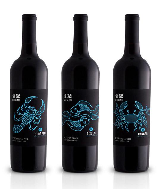 Packaging de vino basado en los 12 signos del zodiaco