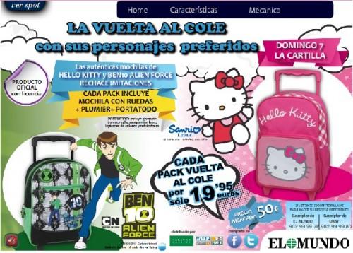Vuelta al cole con El Mundo: llévate una mochila de Hello Kitty o Ben10