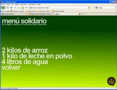 Menú solidario de vacaciones