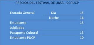 FESTIVAL DE LIMA 2011 -  PELICULAS, HORARIOS, PRECIOS