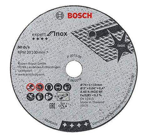 Bosch Professional 2608601520 Disco abrasivo de Corte Recto 5 uds (Expert for INOX, Accesorios para amoladoras con inserción de 10mm)