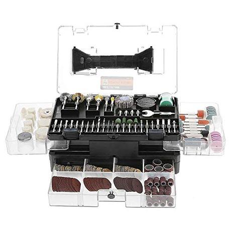 Accesorios de Herramientas Rotativas, Meterk 349pcs 1/8' Vástago Eléctrico Grinder, Universal Accesorios con Caja Almacenamiento, Para Corte, Amolado, Lijado, Afilado, Tallado y Pulido de Accesorios