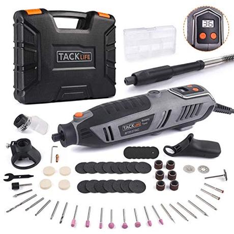 TACKLIFE Amoladora Eléctrica, Herramienta Multifuncionl 200W con Pantalla LCD, Herramienta Rotativa de Alta Velocidad de 40,000 RPM, Ideal para Trabajos de Bricolaje, RTD37AC