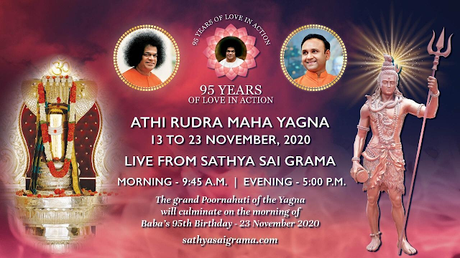 ATHI RUDRA MAHA YAGNA 13 A 23 DE NOVIEMBRE DE 2020 - EN VIVO DE SATHYA SAI GRAMA