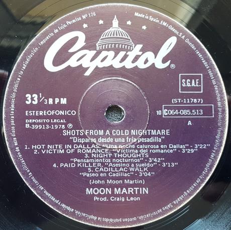 Moon Martin - Shots From a Cold Nightmare Lp 1978 Moon Martin - Shots From a Cold Nightmare Lp 1978