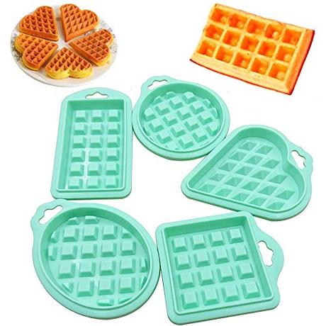 5 Piezas Molde Gofres Silicona Moldes, Herramienta de Molde de Silicona Waffle Mold, Molde de Cuadrícula Molde Mini de Silicona, para Pasteles, Chocolates, Waffles, Etc