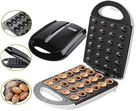 Oreschniza - Gofrera eléctrica para gofres (1600 W, antiadherente, asas frías, 24 cuencos crujientes para masas)