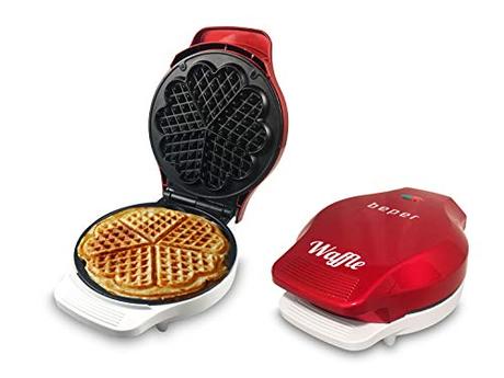 Beper - Plancha para Waffle, Gofrera, 5 Gofres a la Vez, Plancha Antiadherente 18 cm, 800 - 100 W, Rojo y Blanco