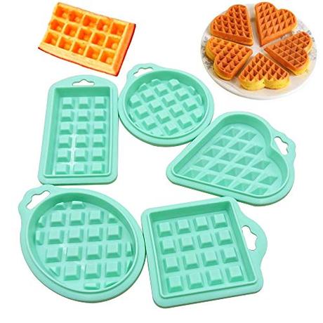 Schneespitze 5PCs Molde Gofres Silicona Moldes,Molde de cuadrícula Molde Mini De Silicona Herramienta de Molde de Silicona Waffle Mold Galletas Gofres De Silicona Antiadherente Molde