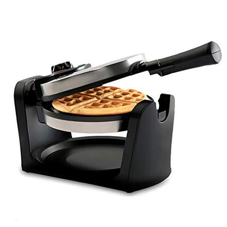 QINGMM Gofrera eléctrica, Belga Máquina waflera, 950W de Potencia,Waflera con Moldes Antiadherentes18 cm,emperatura Ajustable de Control,Manera Uniforme con calefacción en Ambos Lados,Redon