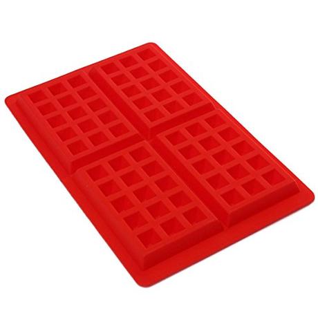 Kingso - Molde de silicona con 4 cavidades para gofres y pasteles, color rojo