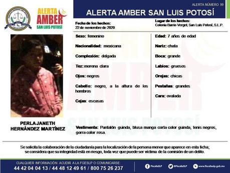 Alerta Amber: Perla de 7 años se extravió en el Barrio Vergel