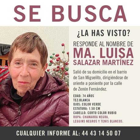 Se busca a Ma. Luisa Salazar, del Barrio de San Miguelito