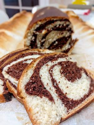 Pan de molde bicolor con cacao - Sin lácteos y sin huevo