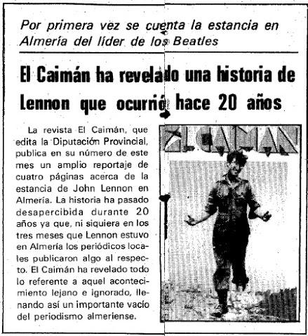 John Lennon en Almería. 1986 La Voz de Almería.