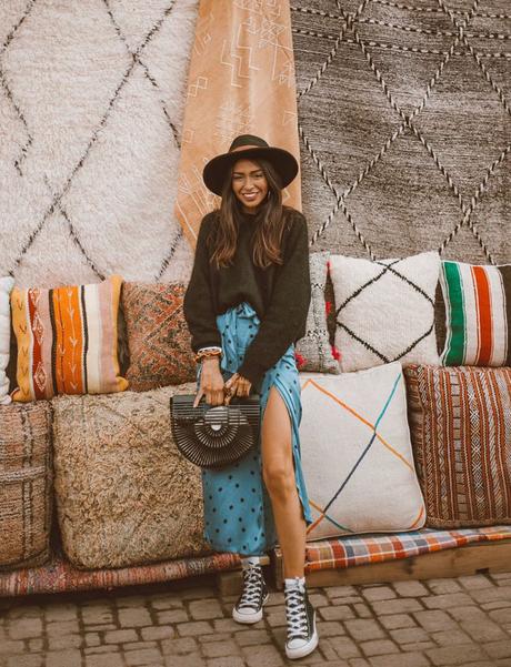 Falda Azul Lunares Zara