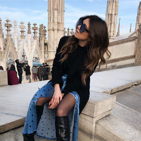 Falda Azul Lunares Zara