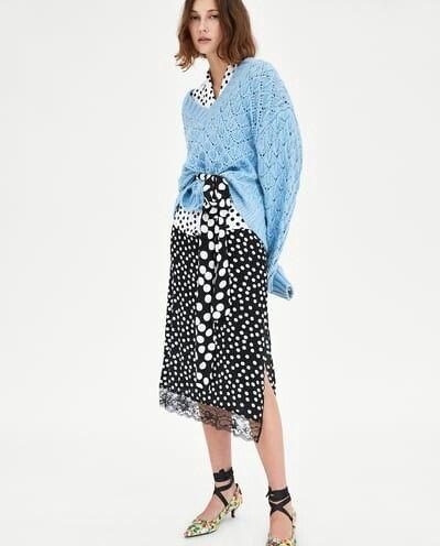 Falda Azul Lunares Zara