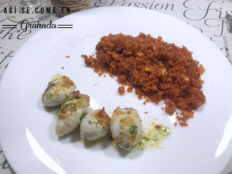 Chipirones rellenos de migas con sobrasada Chipirones rellenos de migas con sobrasada