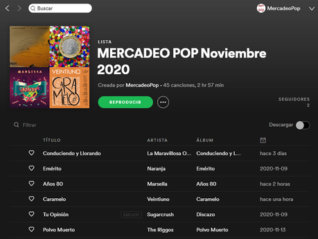 Las playlists de Mercadeo Pop: noviembre de 2020