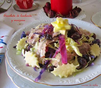 Ensalada de lombarda, repollo y manzana