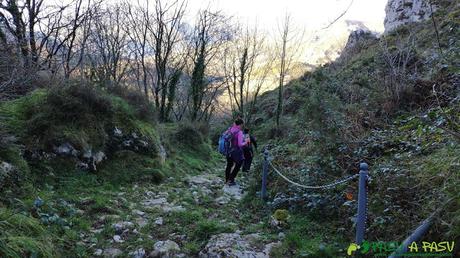 Pasamanos en la bajada por el valle de la Mina la Caven