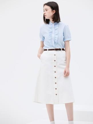 Outfit Falda Con Camisa Blanca