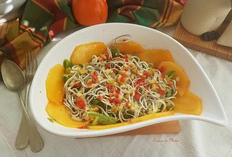 Ensalada de gulas y caqui Ensalada de gulas y caqui