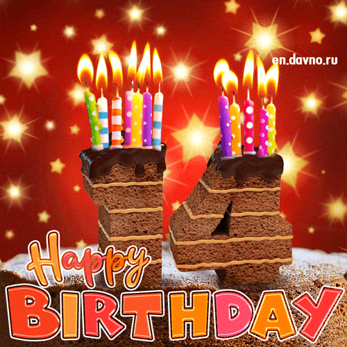 14th Birthday Card - Chocolate Cake and Candles — Download on Funimada.com