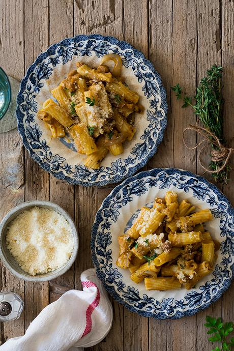PASTA AL HORNO CON SOJA TEXTURIZADA Y CREMA DE CALABAZA