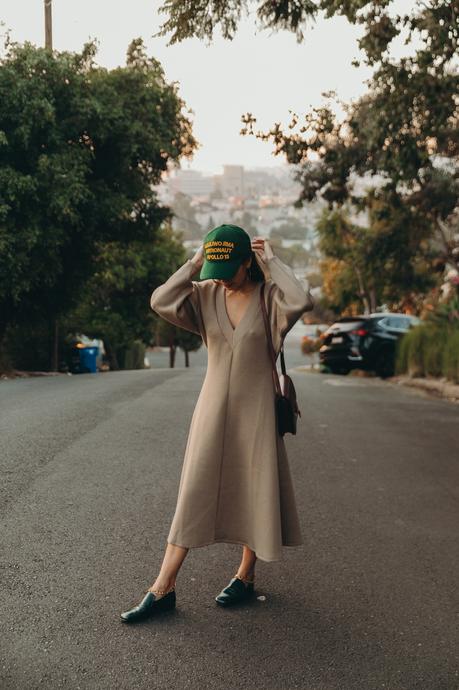 Look by Collage Vintage featuring Beaufille V neck dress and By Far loafers