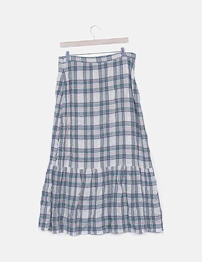 Falda Larga Cuadros Zara