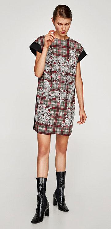 Falda Larga Cuadros Zara