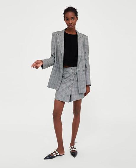 Falda Larga Cuadros Zara