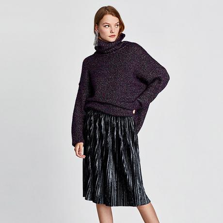 Falda Larga Cuadros Zara