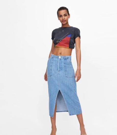 Falda Larga Cuadros Zara