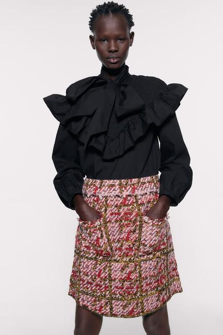Falda Larga Cuadros Zara
