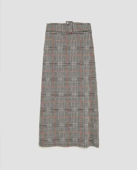 Falda Larga Cuadros Zara