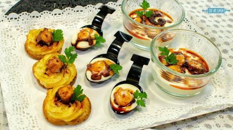 PULPO con PATATAS Duquesa y PARMENTIER de Patatas 😻🐙🥔 Patatas con Pulpo | Recetas de Navidad 7/24 Canapés Pulpo con Patatas Duquesa